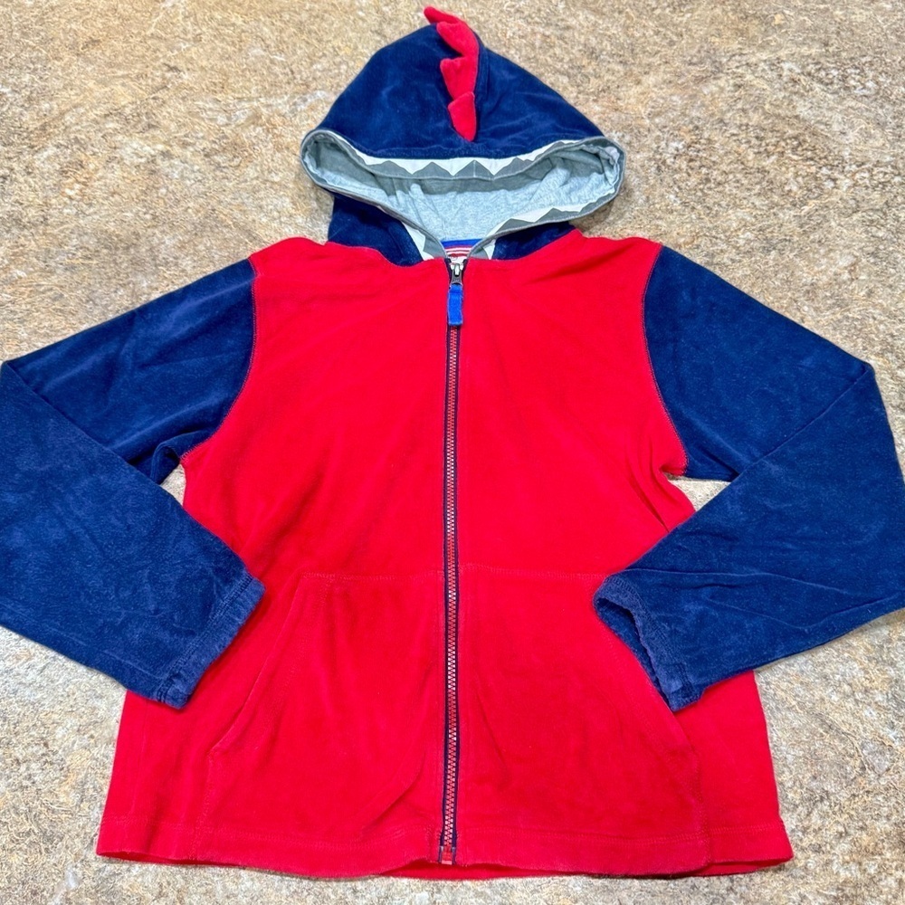 Hanna Andersson Red & Navy Dino Hoodie (Size 150 / 12 Years)